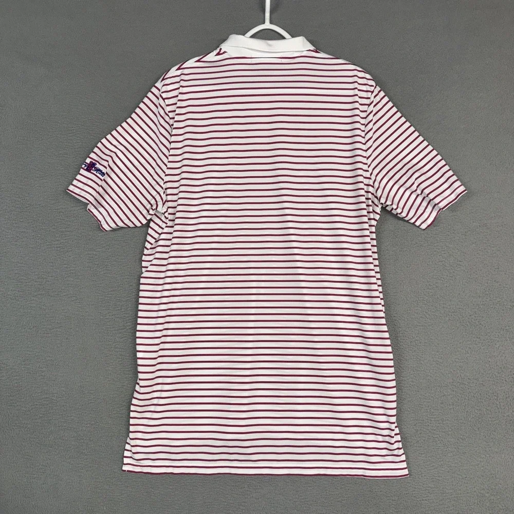 Ralph Lauren RLX Polo Shirt Mens Large White Red Striped Stretch Embroidered